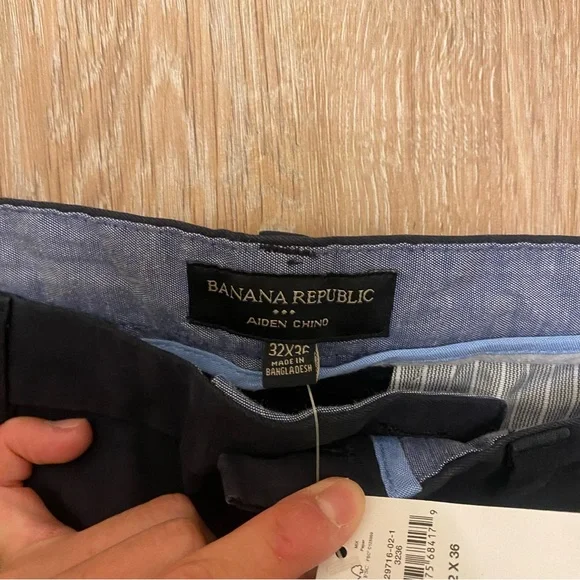 NWT Bananna Republic Aiden Slim Stretch Chino Khaki Black Navy 32x36 Classic - Picture 5 of 7